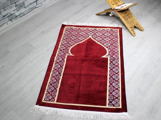 Mihrap Fringed Chenille Woven Prayer Rug