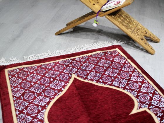 Mihrap Fringed Chenille Woven Prayer Rug