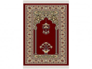 Mimosa Velvet Prayer Rug Burgundy - Thumbnail