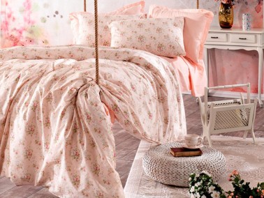Çeyiz Diyarı - Mimoza Single Duvet Cover Set Powder Çeyiz Diyarı - Mimoza Single Duvet Cover Set Powder