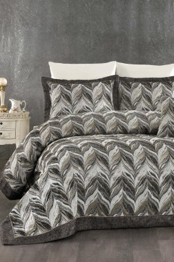 Mira Chenille Bedspread Set 245x255, Bed Sheet 240x260, Cotton, Green - Thumbnail