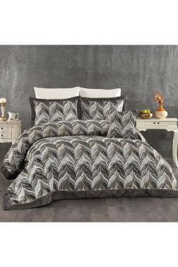 Mira Chenille Bedspread Set 245x255, Bed Sheet 240x260, Cotton, Green - Thumbnail