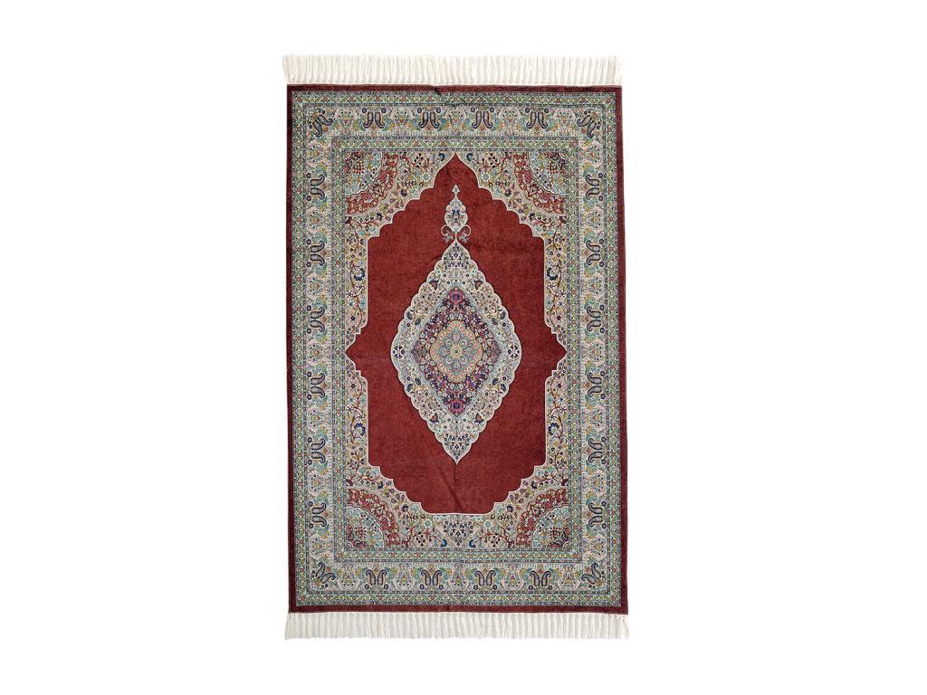 Amine Ascension Digital Printed Lux Prayer Rug Burgundy