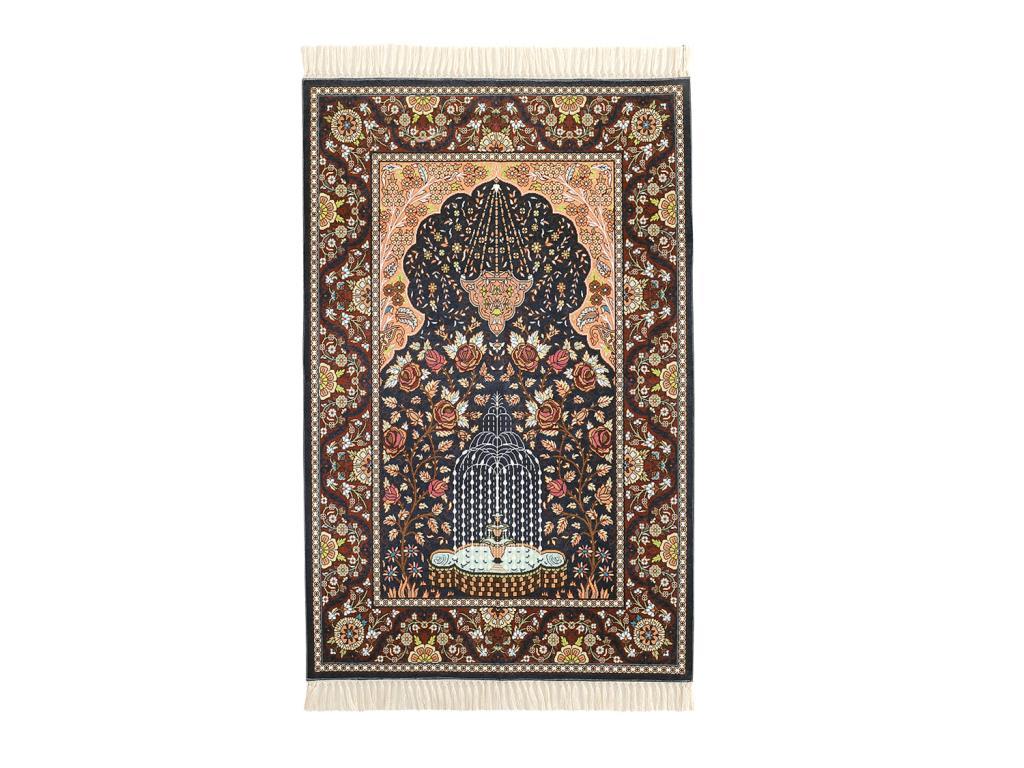 Miraç Büşra Digital Printed Luxury Umre Prayer's Rug - Navy Blue