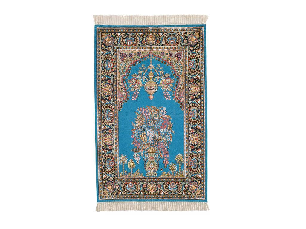 Miraç Ceylin Digital Printed Luxury Umre Prayer's Rug - Turquoise