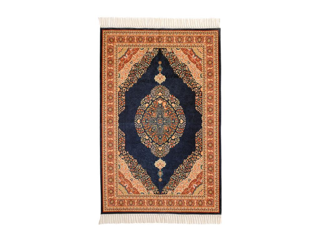 Eslem Ascension Digital Printed Lux Prayer Rug Navy Blue