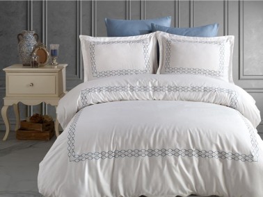 Mısra Embroidered Cotton Satin Double Duvet Cover Set - Thumbnail