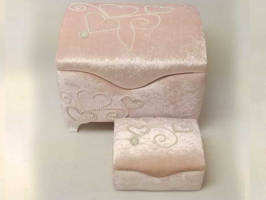 Dowry World - Model Kapaklı Dantelli 2'li Çeyiz Sandığı Pudra Dowry World - Model Kapaklı Dantelli 2'li Çeyiz Sandığı Pudra