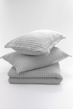 Modern Line Blanket Set 150x220 cm, Single Size, Queen Bed, Cottton/Polyester Fabric Gray - Thumbnail