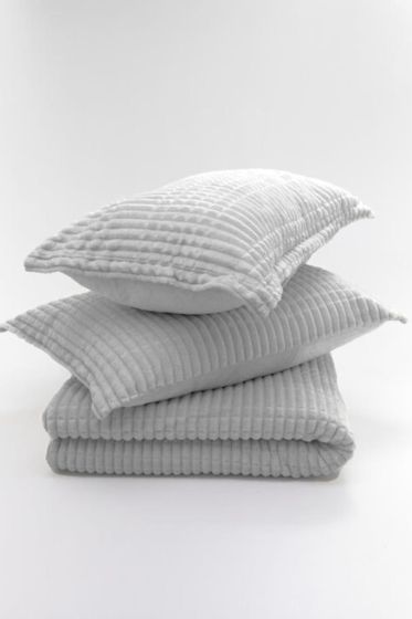 Modern Line Blanket Set 150x220 cm, Single Size, Queen Bed, Cottton/Polyester Fabric Gray