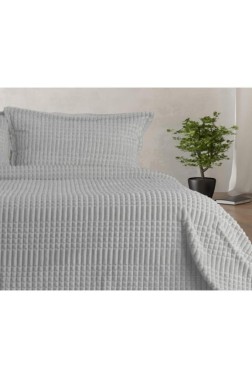 Modern Line Blanket Set 150x220 cm, Single Size, Queen Bed, Cottton/Polyester Fabric Gray - Thumbnail