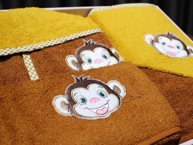 Monkey 4 Pcs 100% Cotton Baby Set - Thumbnail