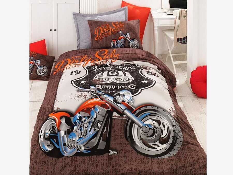  Motorcyl 100% Cotton Single Duvet Cover Set