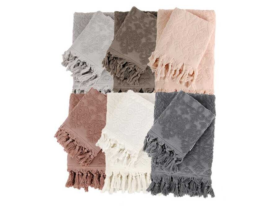 Naive Fringed Bathroom Towel Set 6 Color - Thumbnail