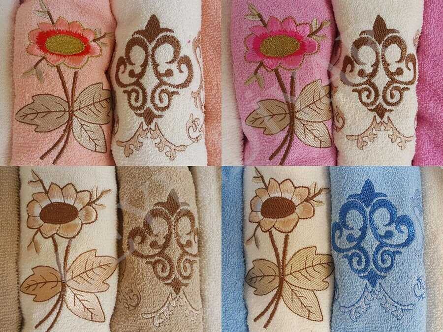 Embroidered 100% Cotton Family Bathrobe Set 6 Piece - 4 Color - Thumbnail