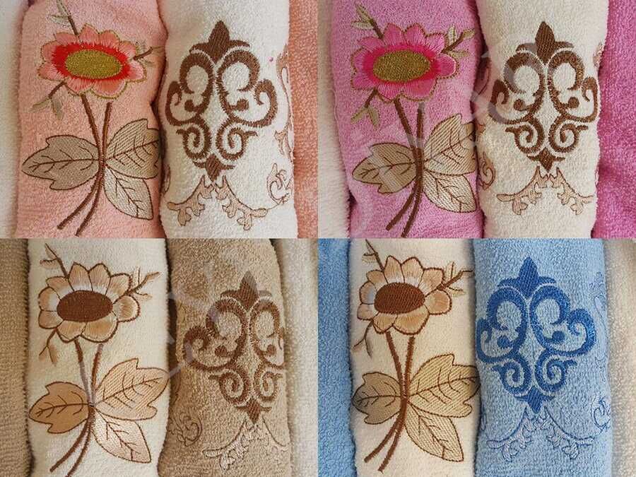 Embroidered 100% Cotton Family Bathrobe Set 6 Piece - 4 Color