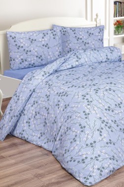 Nanda Bedding Set 4 Pcs, Duvet Cover, Bed Sheet, Pillowcase, Double Size, Self Patterned, Wedding, Daily use Mavi - Thumbnail