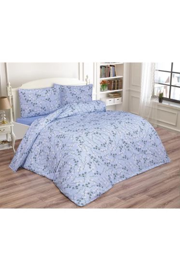 Nanda Bedding Set 4 Pcs, Duvet Cover, Bed Sheet, Pillowcase, Double Size, Self Patterned, Wedding, Daily use Mavi