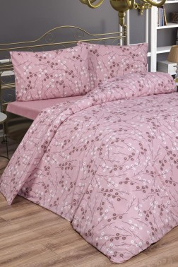 Nanda Bedding Set 4 Pcs, Duvet Cover, Bed Sheet, Pillowcase, Double Size, Self Patterned, Wedding, Daily use Pink - Thumbnail