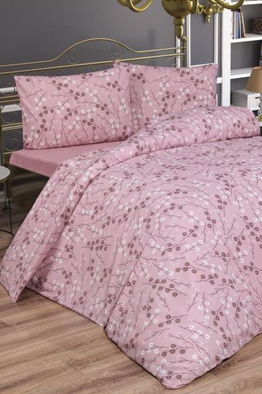Nanda Bedding Set 4 Pcs, Duvet Cover, Bed Sheet, Pillowcase, Double Size, Self Patterned, Wedding, Daily use Pink