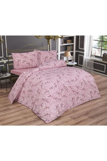 Nanda Bedding Set 4 Pcs, Duvet Cover, Bed Sheet, Pillowcase, Double Size, Self Patterned, Wedding, Daily use Pink