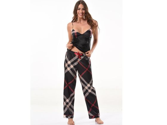 Natalie Babydoll Pajamas Set 4158b Black Red