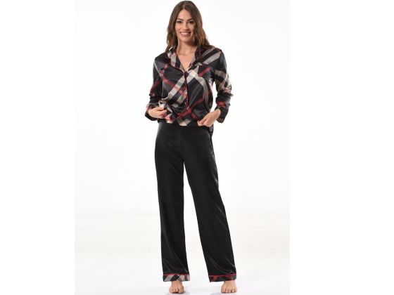 Natalie Satin Pajamas Set 5658b Black