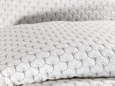 Evil Eye Quilted Double Bedspread Cream Anthracite - Thumbnail