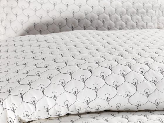 Evil Eye Quilted Double Bedspread Cream Anthracite