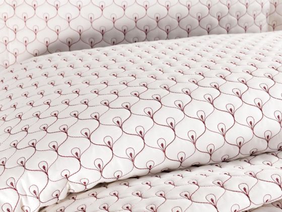 Evil Eye Quilted Double Bedspread Cream Burgundy