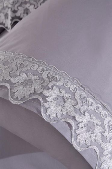 Neriman Duvet Cover Set 6pcs, Duvet Cover 200x220, Bedsheet 240x260 Cotton Fabric, Full Size, Double Size Gri