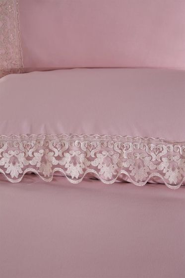Neriman Duvet Cover Set 6pcs, Duvet Cover 200x220, Bedsheet 240x260 Cotton Fabric, Full Size, Double Size Pink