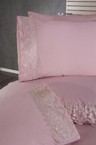 Neriman Duvet Cover Set 6pcs, Duvet Cover 200x220, Bedsheet 240x260 Cotton Fabric, Full Size, Double Size Pink