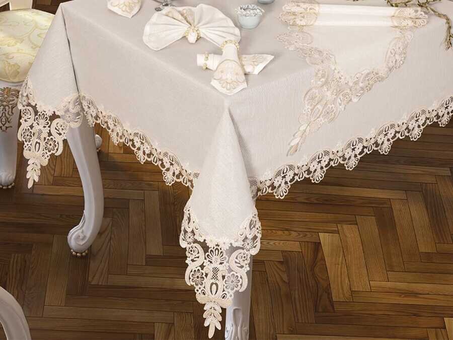 Neslihan Table Cloth 160x260 Cm 26 Pieces Cream - Thumbnail