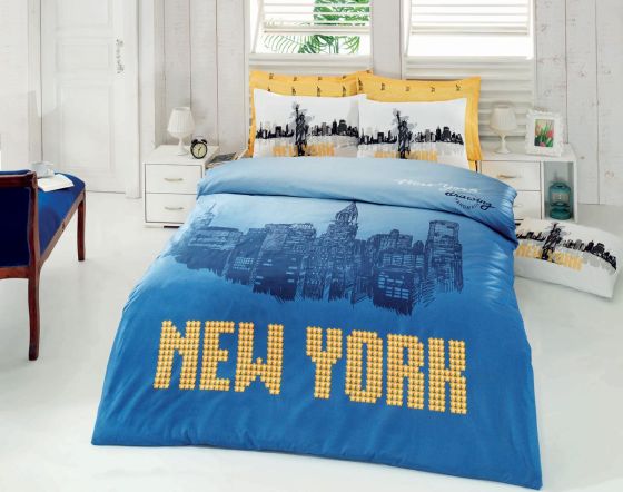 Dowry World New York Double Duvet Cover Set Blue