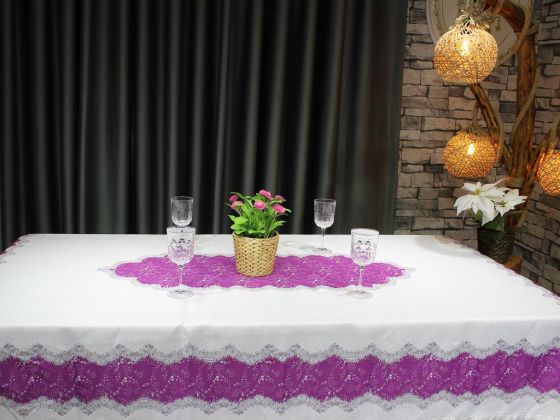 Nilüfer Rectangle Printed Table Cloth Plum