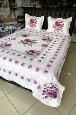 Olimpos Quilted Bedspread Set 3pcs, Coverlet 240x250, Pillowcase 50x70, Double Size - Thumbnail