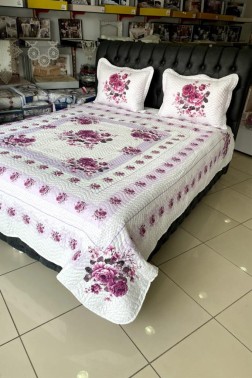 Olimpos Quilted Bedspread Set 3pcs, Coverlet 240x250, Pillowcase 50x70, Double Size - Thumbnail