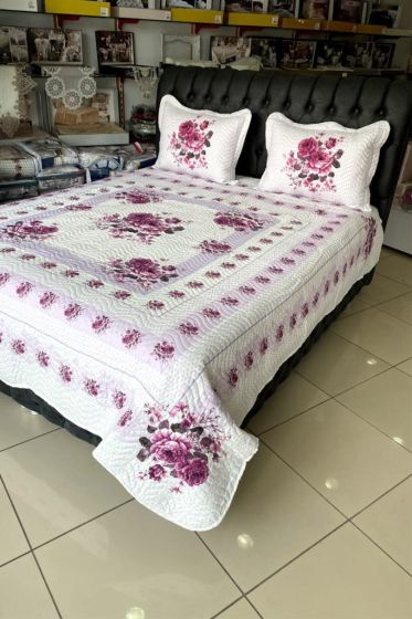 Olimpos Quilted Bedspread Set 3pcs, Coverlet 240x250, Pillowcase 50x70, Double Size