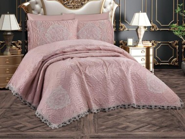 Omara Bedspread Set 3 pcs, Coverlet 240x260, Pillowcase 50x70, Powder, Micro Polyester Fabric - Thumbnail