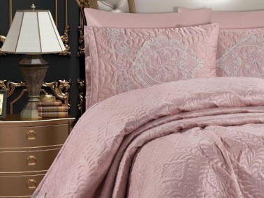 Omara Bedspread Set 3 pcs, Coverlet 240x260, Pillowcase 50x70, Powder, Micro Polyester Fabric - Thumbnail