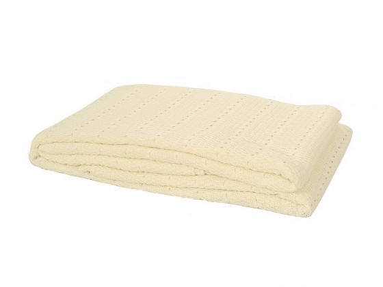 Knitted Patterned Double Knitwear Blanket - White