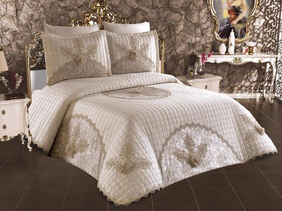 Orkide Double Bedspread Set Cream