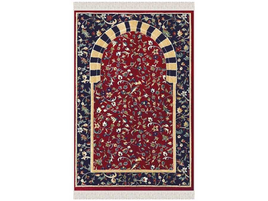 Orchid Velvet Prayer Rug Burgundy - Thumbnail