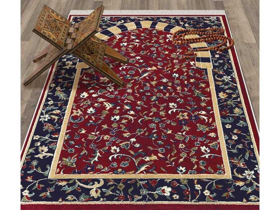 Orchid Velvet Prayer Rug Burgundy - Thumbnail