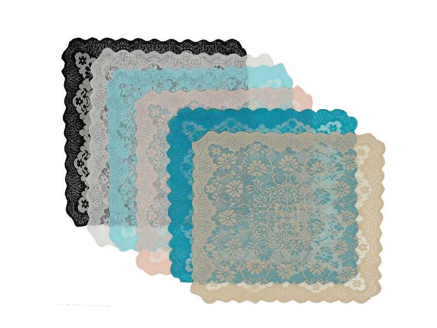 Bahar Knitted Panel Pattern Napkin Set Turquoise 6pcs - Thumbnail