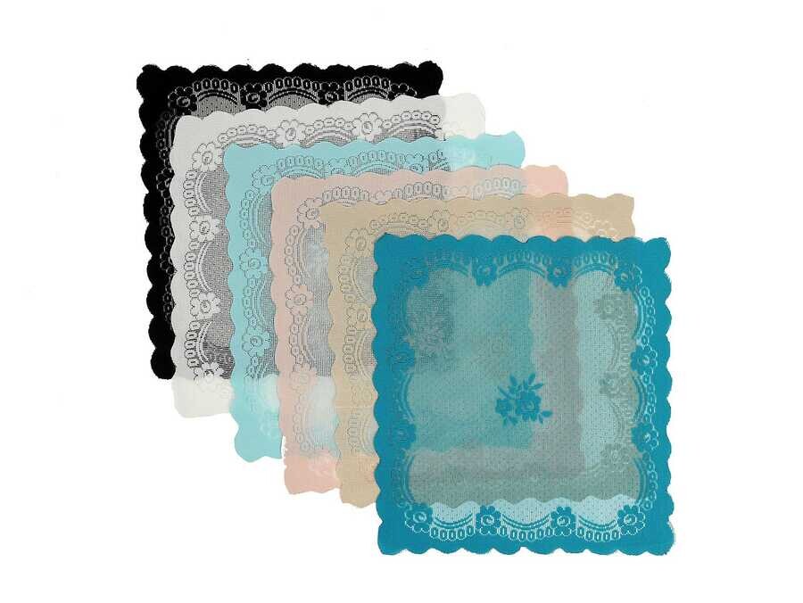 Narin Knitted Panel Pattern Napkin Set Turquoise 6pcs - Thumbnail