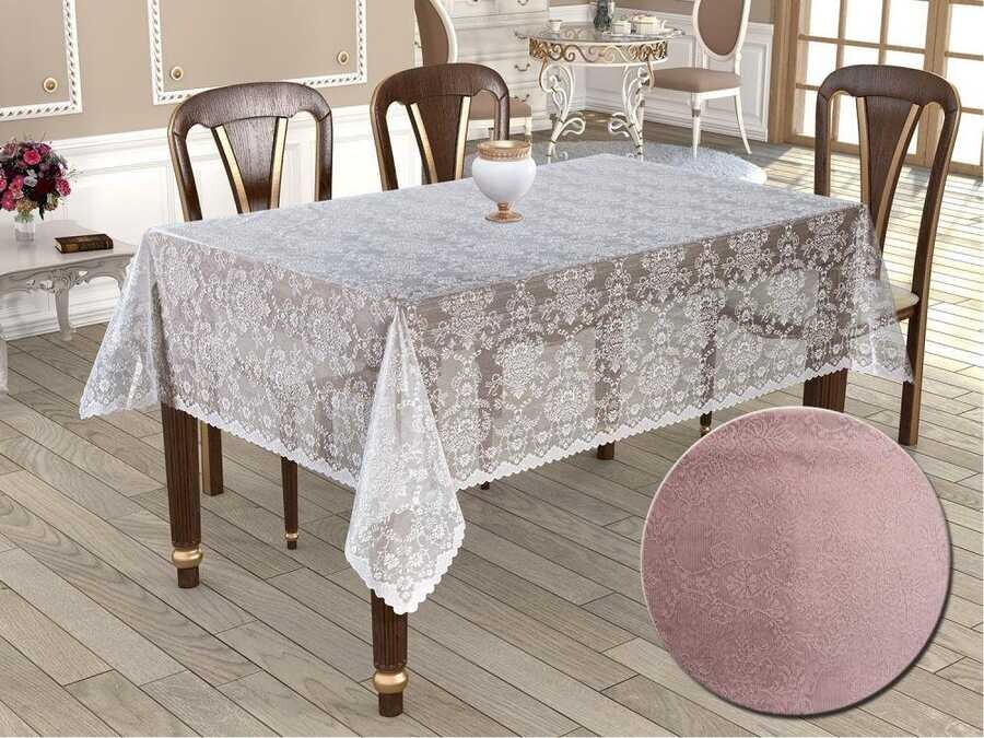 Dowry World - Knitted Board Pattern Rectangular Tablecloth Bahar Powder Dowry World - Knitted Board Pattern Rectangular Tablecloth Bahar Powder