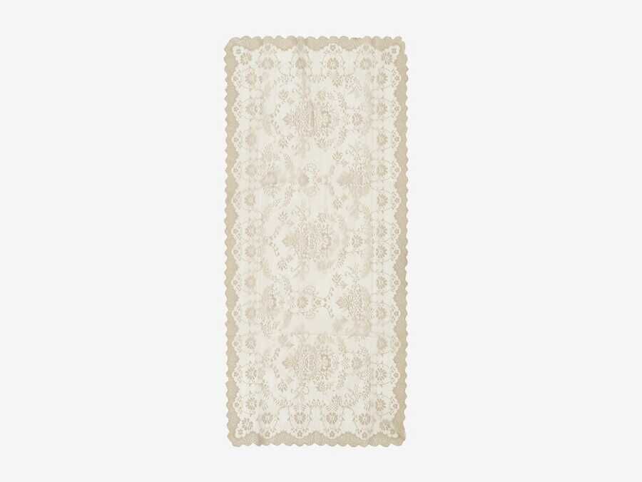 Knitted Panel Patterned Console Cover Bahar Cappucino