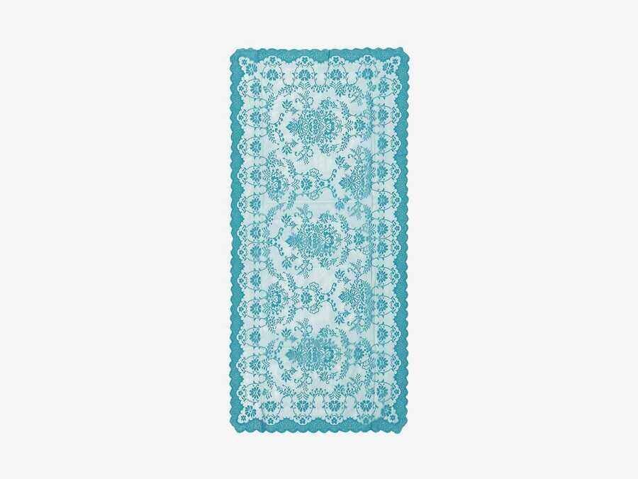 Dowry World - Knitted Panel Patterned Console Cover Bahar Dark Cyan Dowry World - Knitted Panel Patterned Console Cover Bahar Dark Cyan